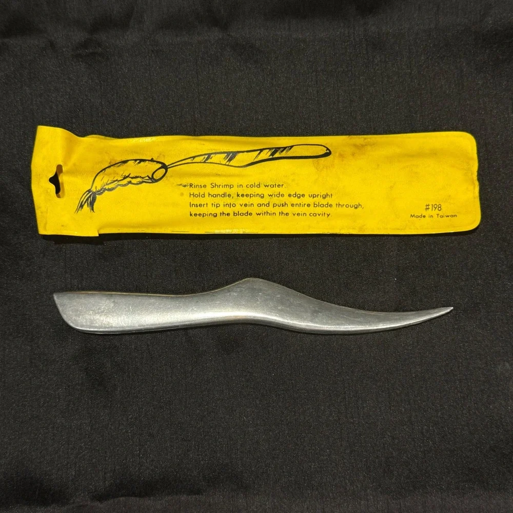 Vintage Rowoco #198 Shrimp Cleaner Sheller Deveiner Tool Metal w Yellow Sleeve